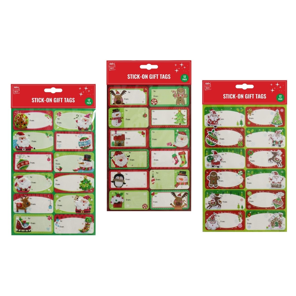 Christmas Gift Tags Self-Adhesive Deluxe 12 Pack
