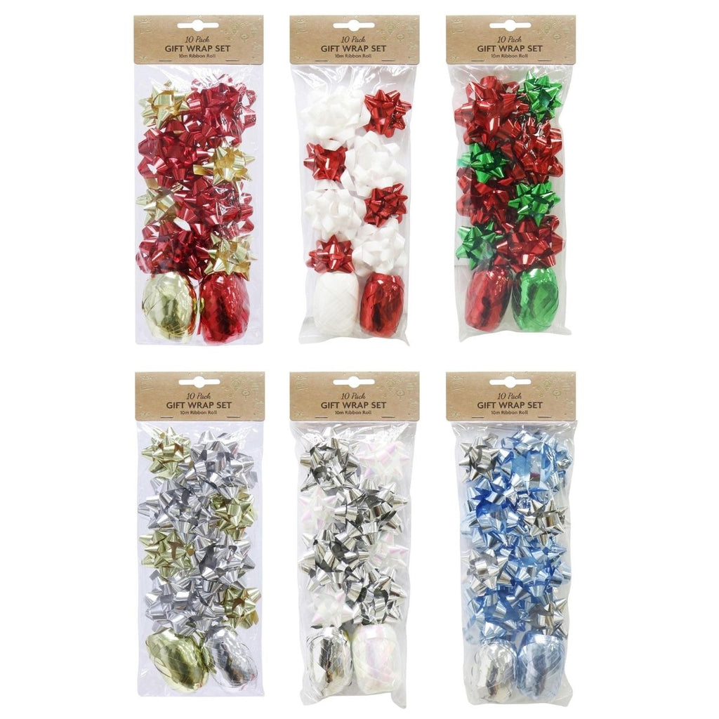 Christmas Gift Wrapping Set Two Tone 10 Pack Assorted