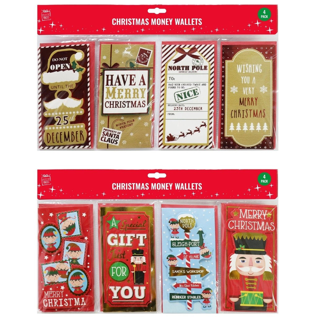 Christmas Money / gift Card Wallet 4 Pack Assorted