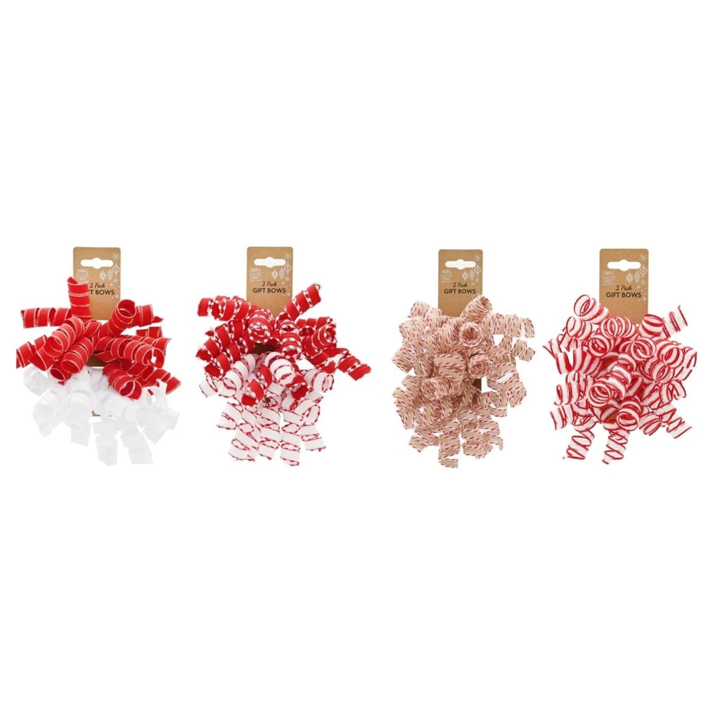 Christmas Curly Gift Bows 2 Pack Assorted