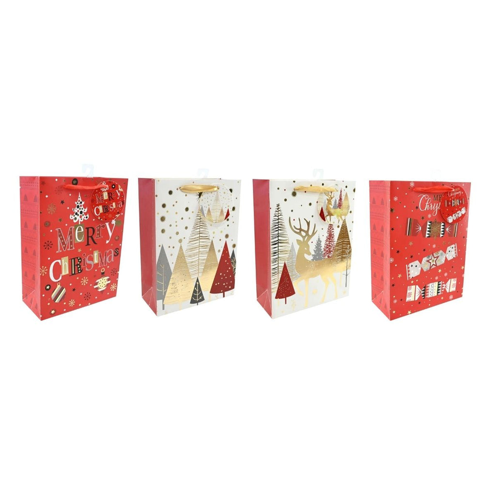 Christmas Gift Bag Medium Classic Gold Foil Assorted