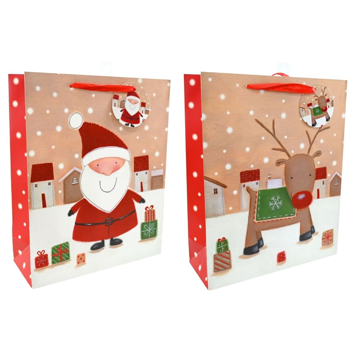 Christmas Gift Bag Large Vintage Character Glitter Assorted