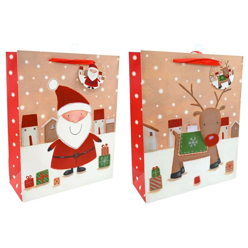 Christmas Gift Bag Large Vintage Character Glitter Assorted