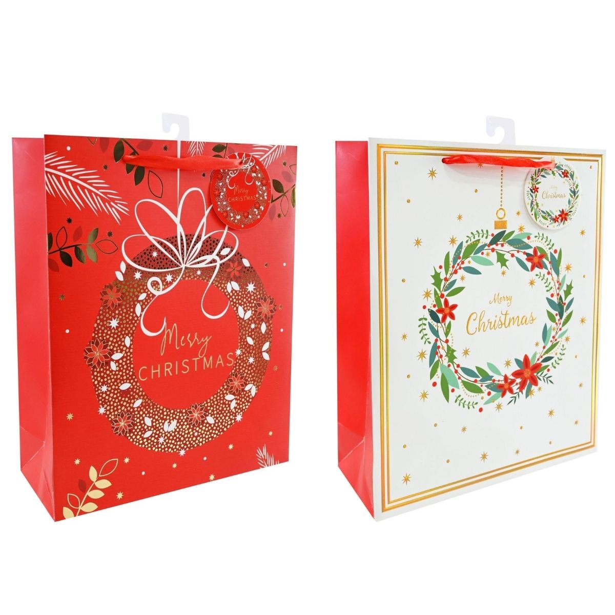 Christmas Gift Bag Large Wreath Foil Assorted