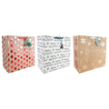 Christmas Gift Bag XL Square Kraft Foil & Glitter Assorted
