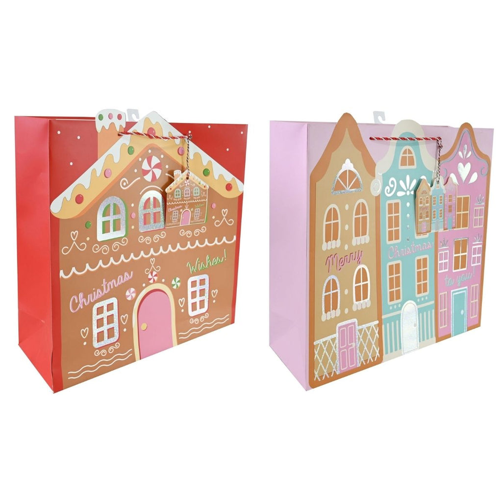 Christmas Gift Bag Square XL Ginger House Laser Diecut Assorted