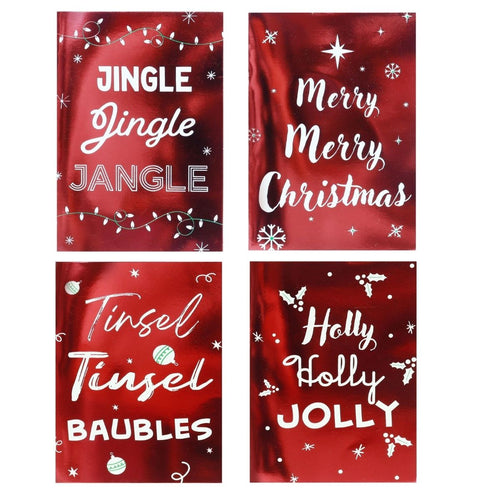 Christmas Cards Full Red Foil 6 Pack