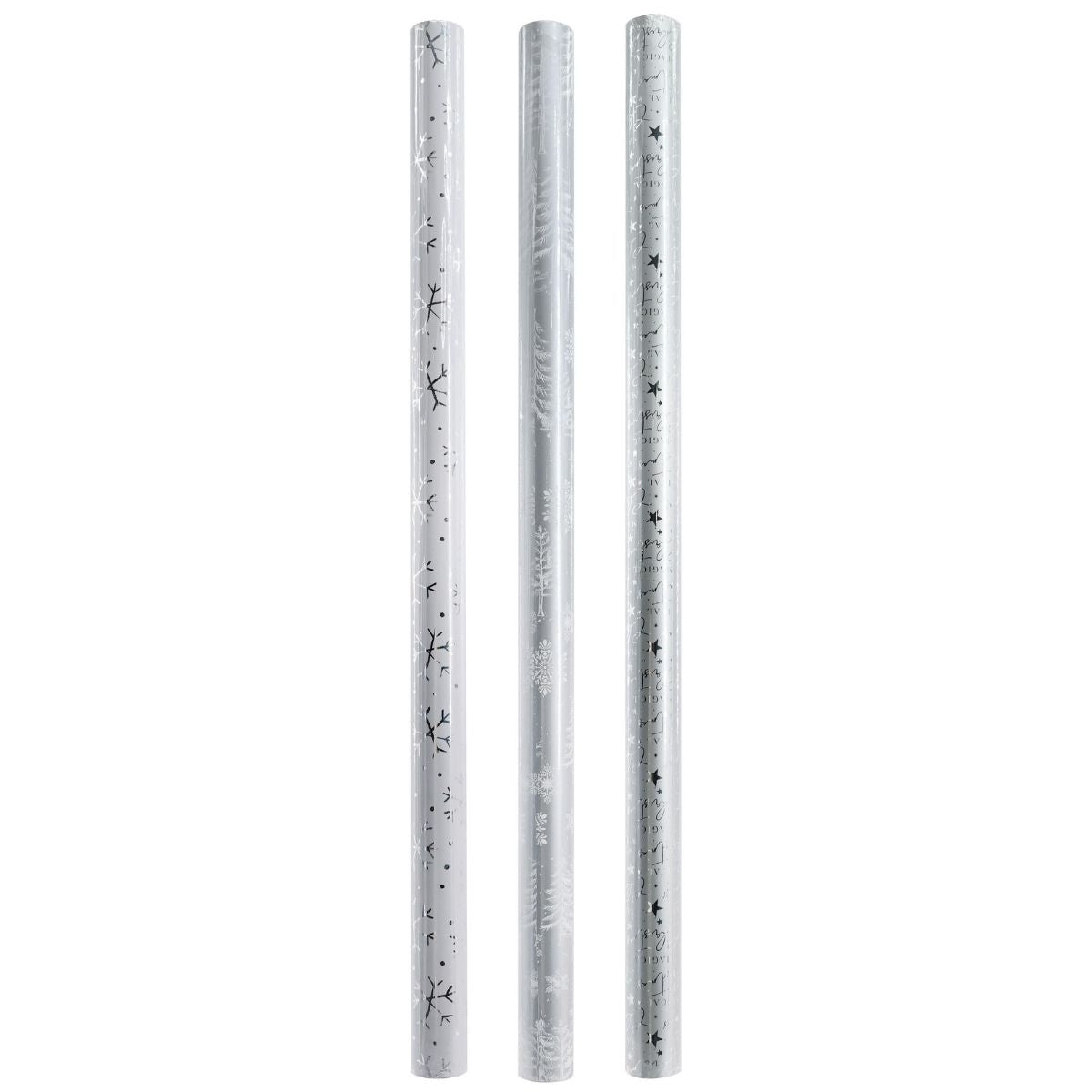 Christmas Wrap Paper 70cm x 5m Silver Assorted