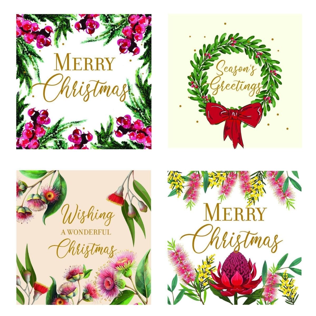 Christmas Cards Botanical Foil 10 Pack