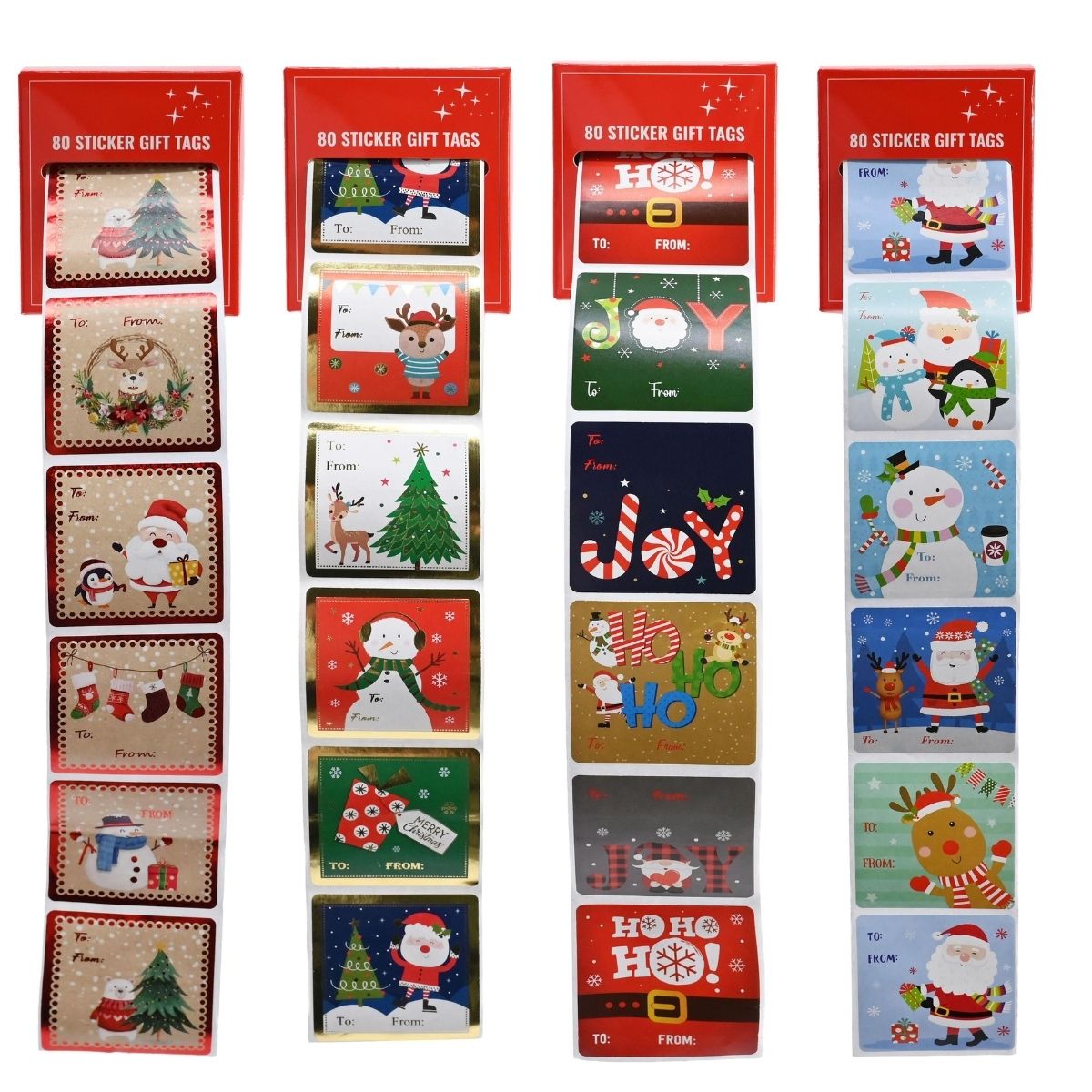 Christmas Sticker Gift Tag Roll 80 Piece